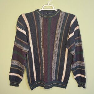 Vintage Etchings stripe men’s M sweater multi color cotton‎ blend crewneck